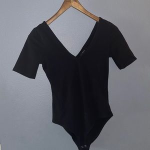 Forever 21 black bodysuit V neck and back